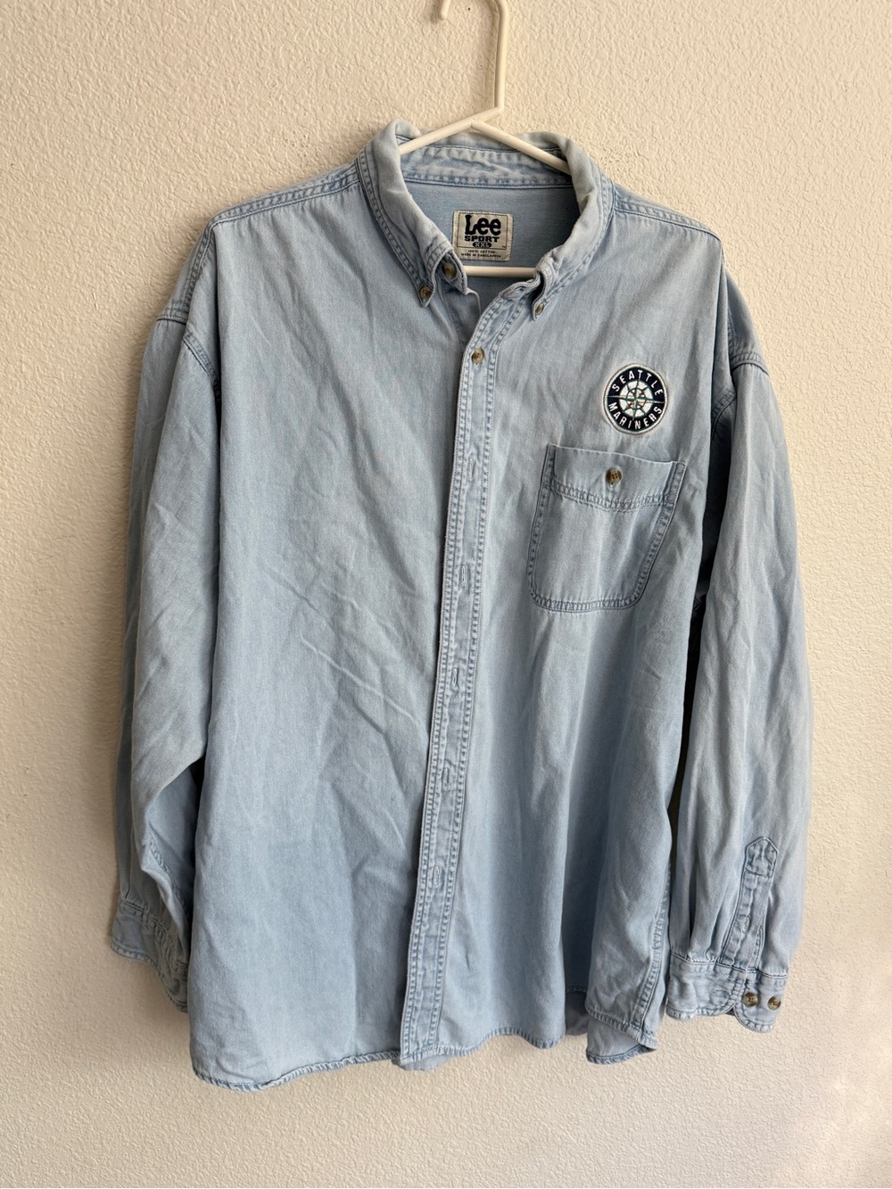 Vintage 90’s Lee Sport Seattle Mariners Denim shirt Men XXL embroidered MLB